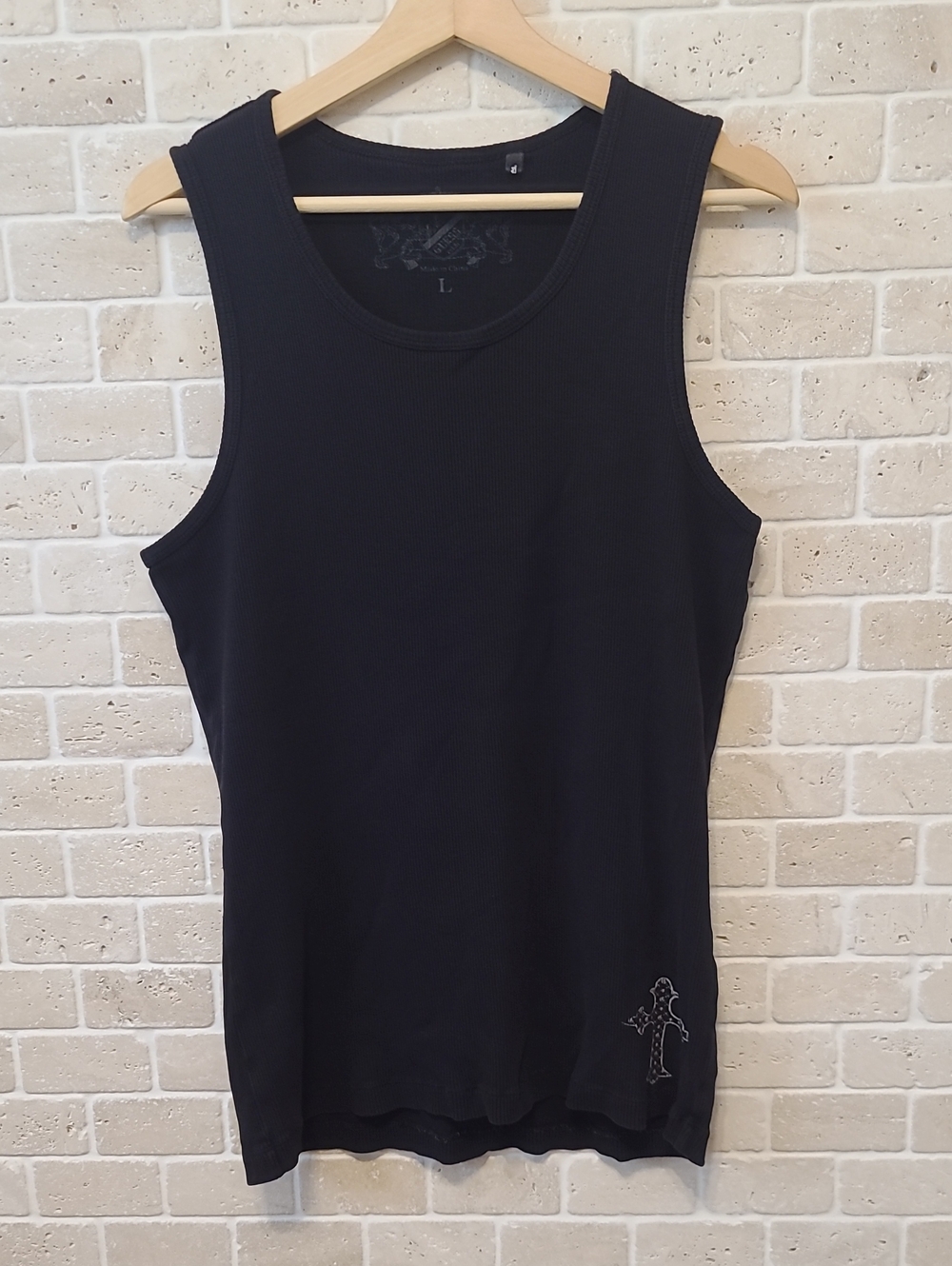 Guess Men's Black Ribbed Tank Top (Sz L)